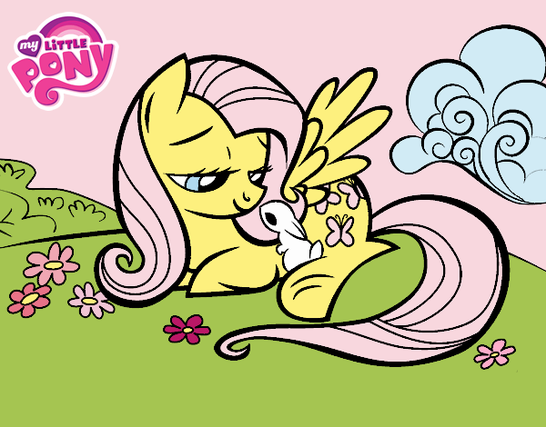 Fluttershy con un conejito