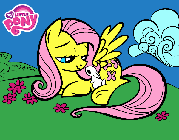 Fluttershy con un conejito