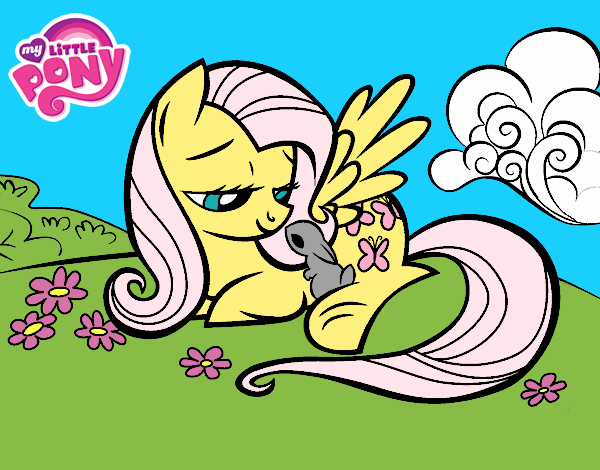 Fluttershy con un conejito