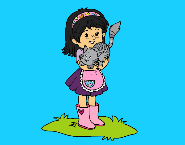 Niña con gatito