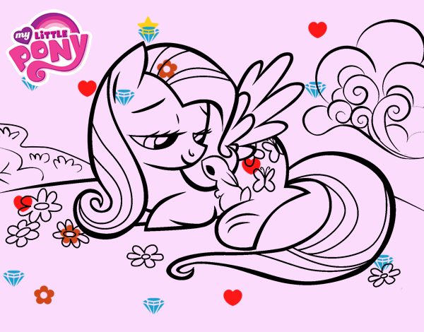 Fluttershy con un conejito