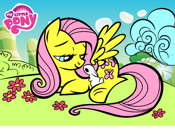 Fluttershy con un conejito