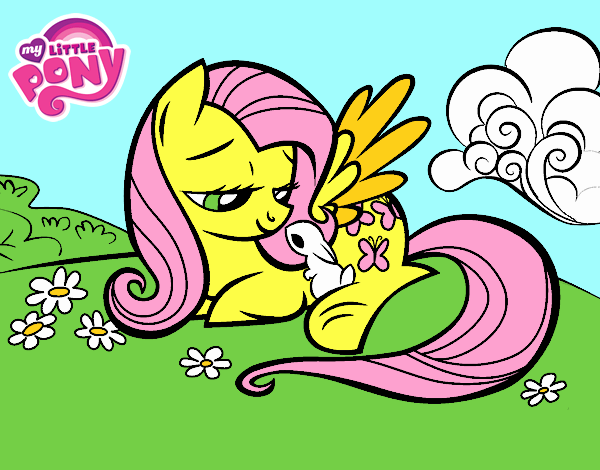 Fluttershy con un conejito