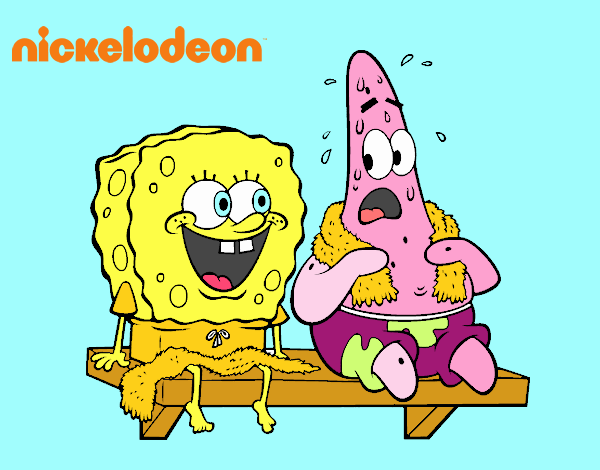 Bob Esponja y Patricio en bañador