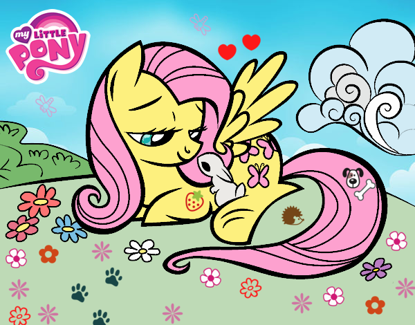 Fluttershy con un conejito