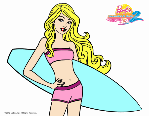 Barbie con tabla de surf