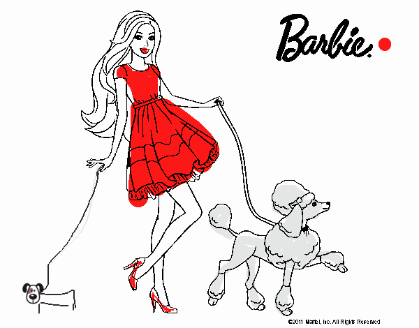 Barbie paseando a su mascota