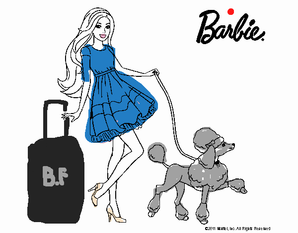 Barbie paseando a su mascota