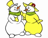 Pareja de muñecos de nieve