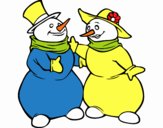 Pareja de muñecos de nieve