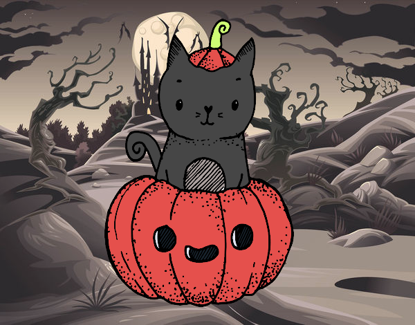 Un gatito de Halloween