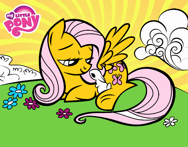 Fluttershy con un conejito