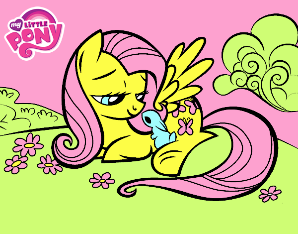 Fluttershy con un conejito