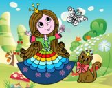 Princesa con gato y mariposa