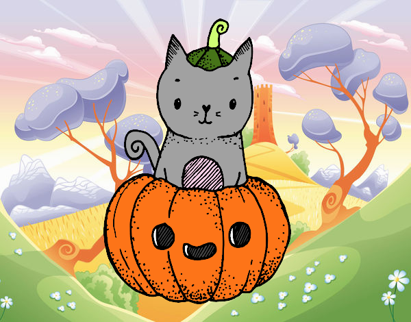 un gatito de halloween