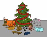 Árbol de Navidad y juguetes