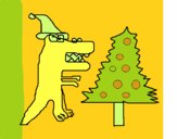 Dinosaurio en Navidad