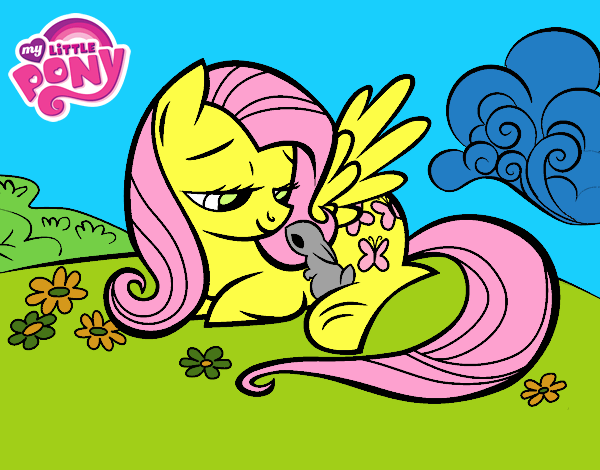 Fluttershy con un conejito