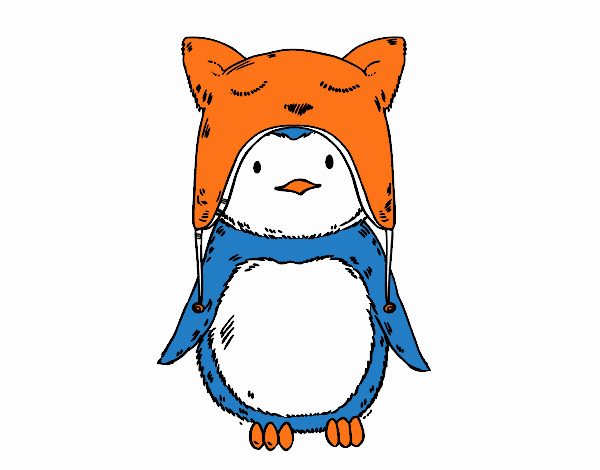 Pingüino con gorrito divertido