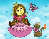 Princesa con gato y mariposa