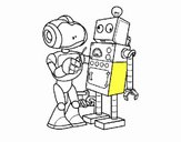 Robot arreglando robot