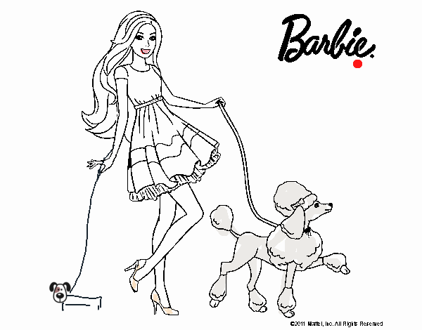 Barbie paseando a su mascota