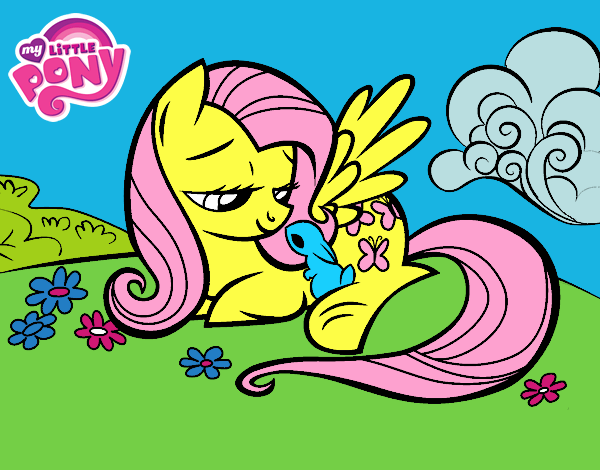 Fluttershy con un conejito