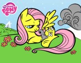 Fluttershy con un conejito