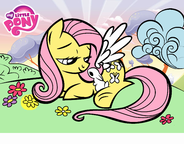 Fluttershy con un conejito