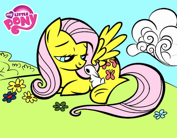 Fluttershy con un conejito