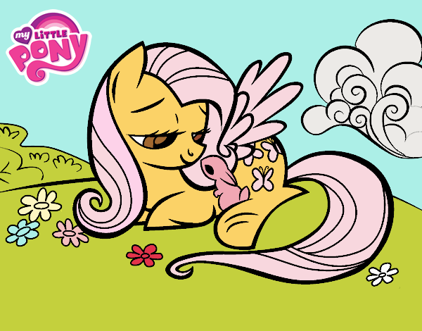 Fluttershy con un conejito