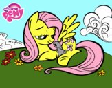 Fluttershy con un conejito