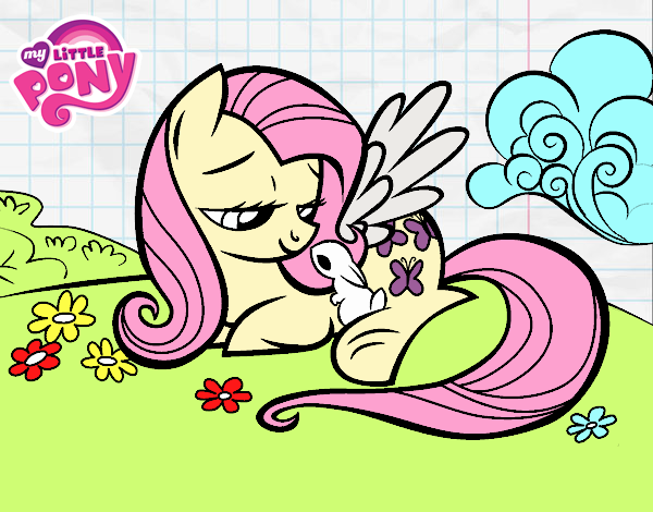 Fluttershy con un conejito