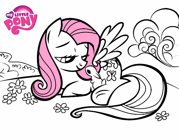 Fluttershy con un conejito