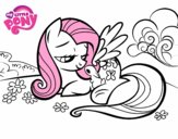 Fluttershy con un conejito