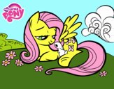 Fluttershy con un conejito