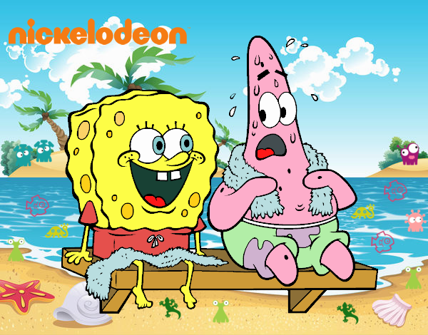 Bob Esponja y Patricio en bañador