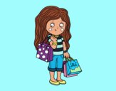 Niña con compras de verano