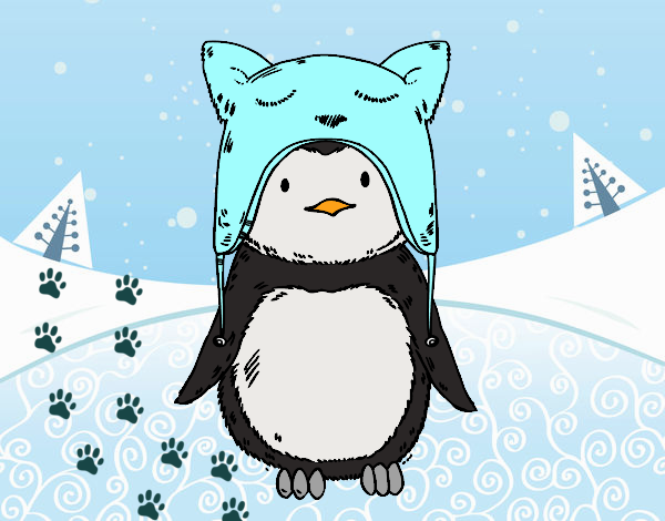 Pingüino con gorrito divertido