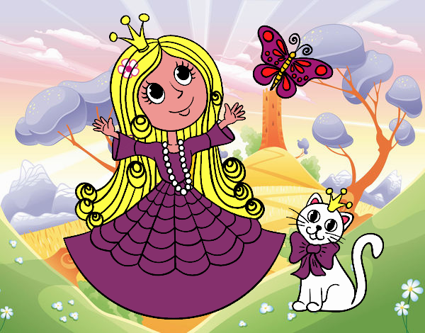 Princesa con gato y mariposa