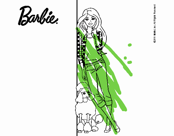 Barbie con cazadora de cuadros