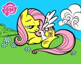 Fluttershy con un conejito