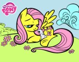 Fluttershy con un conejito