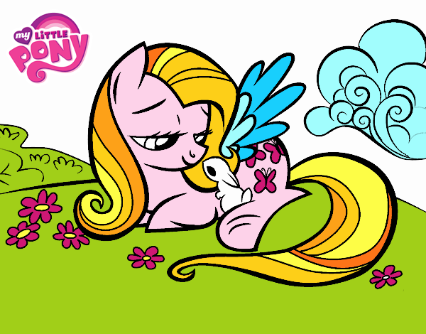 Fluttershy con un conejito