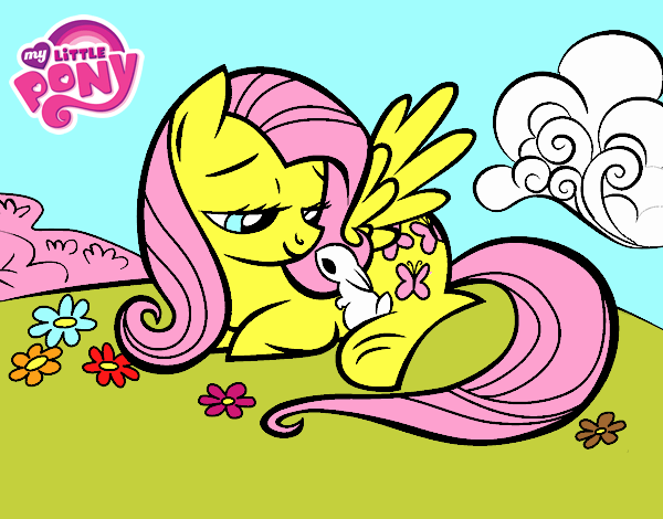 Fluttershy con un conejito