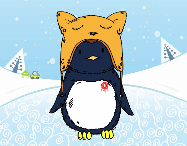 Pingüino con gorrito divertido