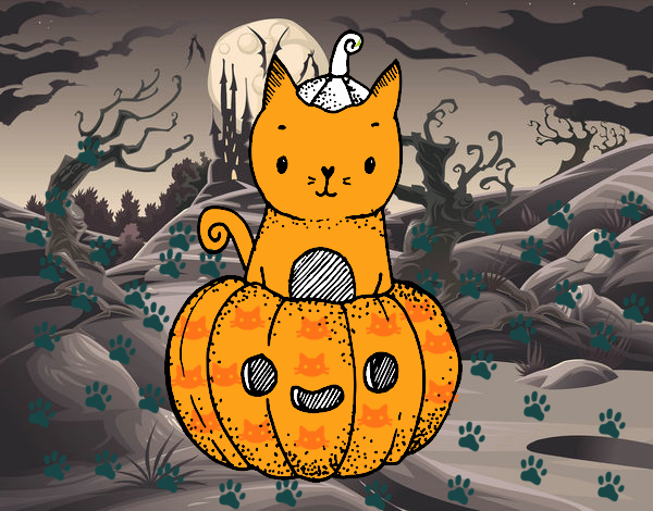 Un gatito de Halloween