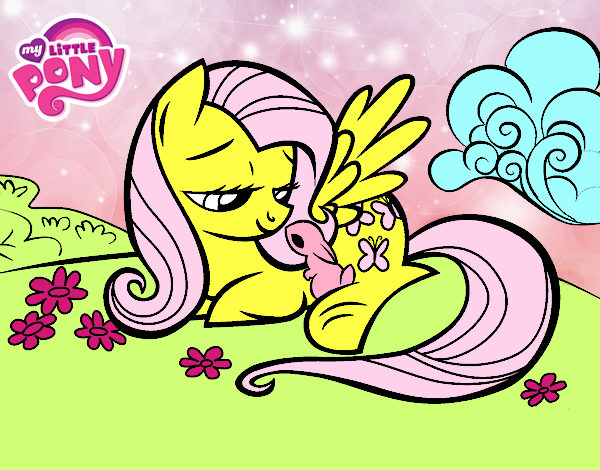 Fluttershy con un conejito