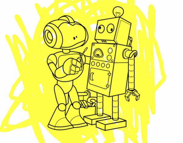 Robot arreglando robot