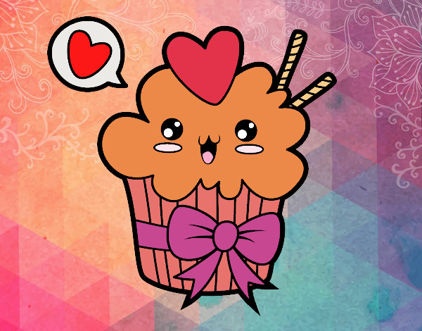 Cupcake kawaii con lazo